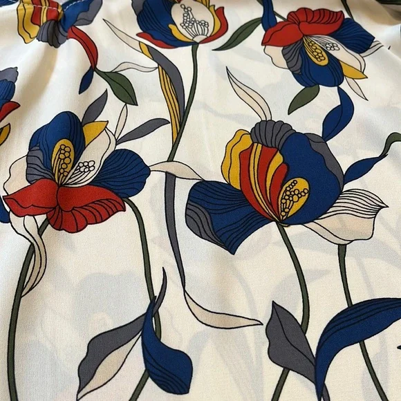 GREEN ENVELOPE FLORAL FLUTTER SLEEVE BLOUSE WITH OPEN TIE BACK MULTICOLOR SIZE M - Picture 9 of 15